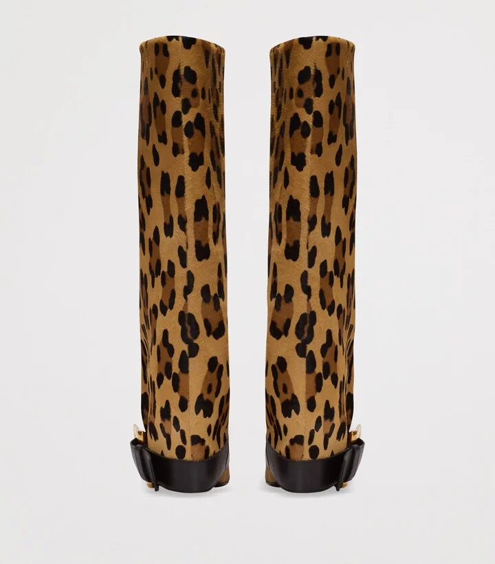 Balmain Leather Leopard Anthem Boots 95 - Image 3