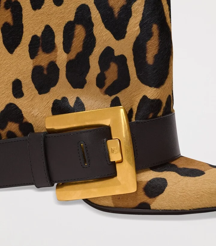 Balmain Leather Leopard Anthem Boots 95 - Image 4