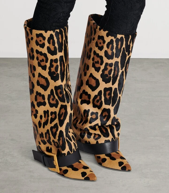 Balmain Leather Leopard Anthem Boots 95 - Image 5