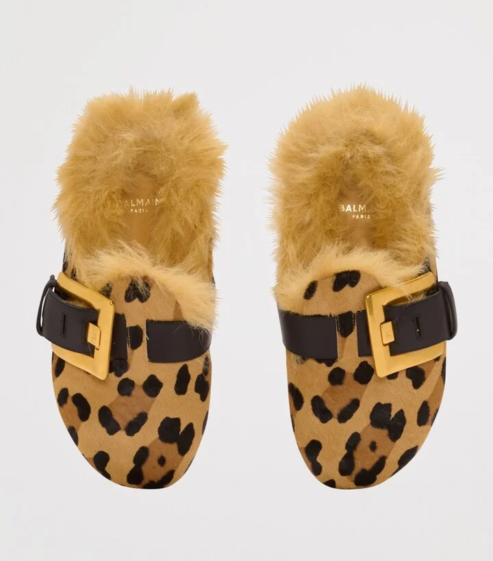 Balmain Leather Leopard Anthem Clogs - Image 3