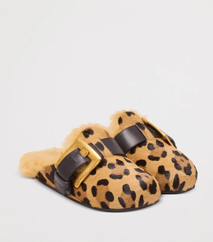 Balmain Leather Leopard Anthem Clogs - Image 6