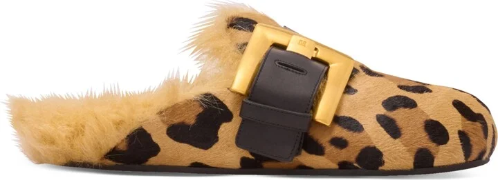 Balmain Leather Leopard Anthem Clogs