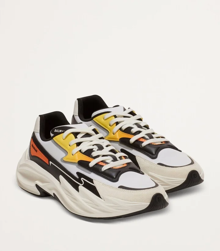 Balmain Leather Run-Row Sneakers - Image 3