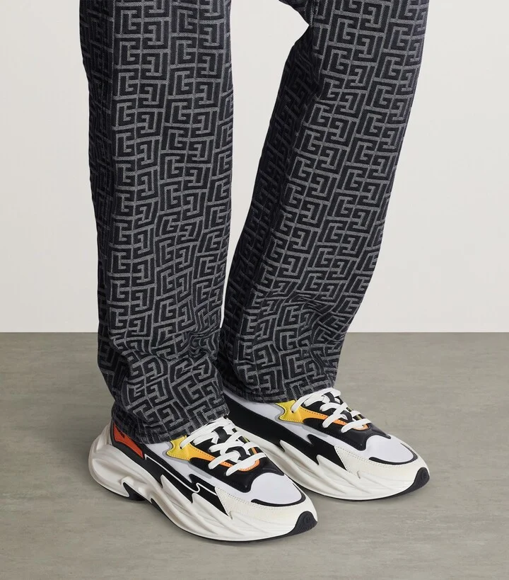Balmain Leather Run-Row Sneakers - Image 4