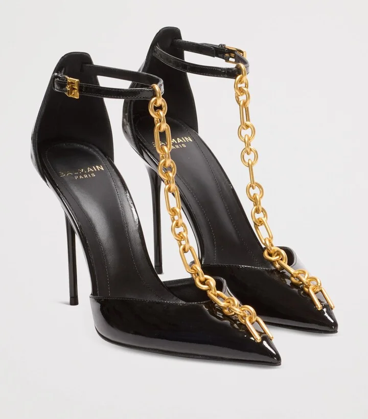 Balmain Leather Sync Heeled Mules 95 - Image 2