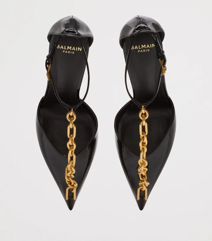 Balmain Leather Sync Heeled Mules 95 - Image 5