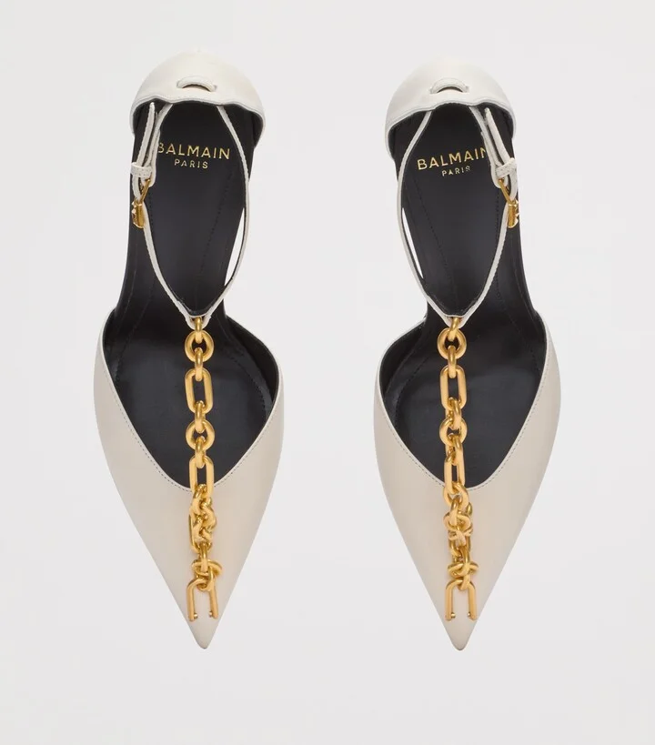 Balmain Leather Sync Heeled Mules 95 - Image 2