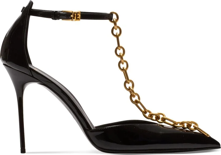 Balmain Leather Sync Heeled Mules 95