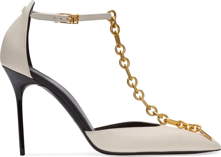 Balmain Leather Sync Heeled Mules 95
