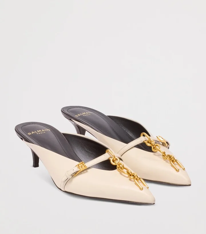 Balmain Leather Sync Mules 50 - Image 2