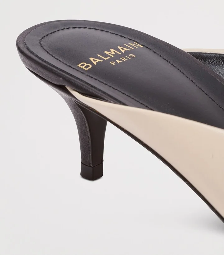 Balmain Leather Sync Mules 50 - Image 3