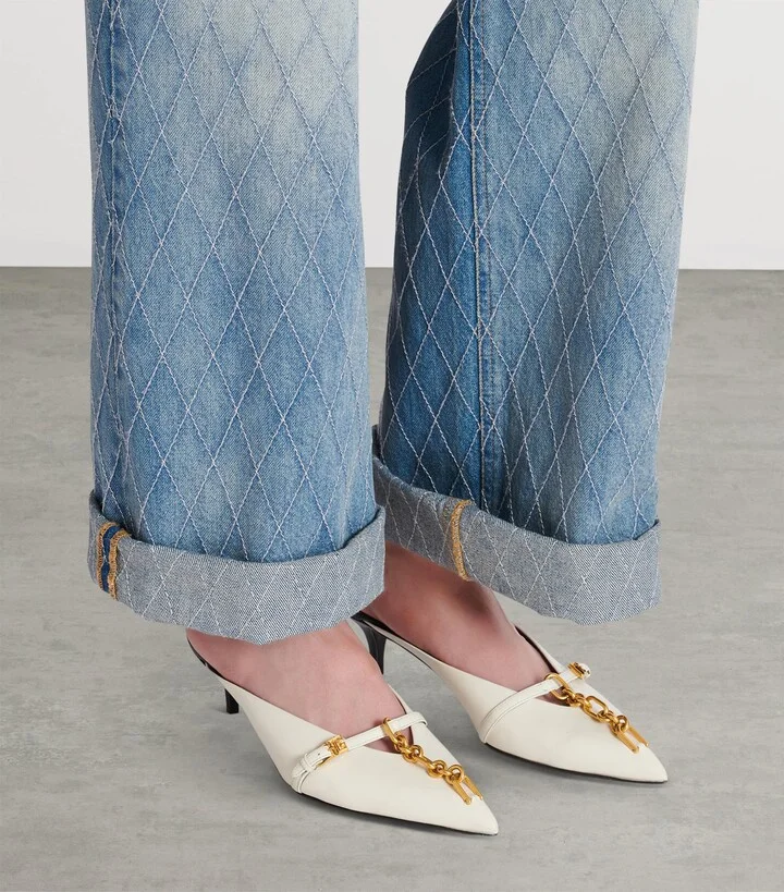 Balmain Leather Sync Mules 50 - Image 5