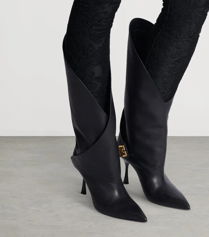 Balmain Leather Twist Heel Boots 95 - Image 2