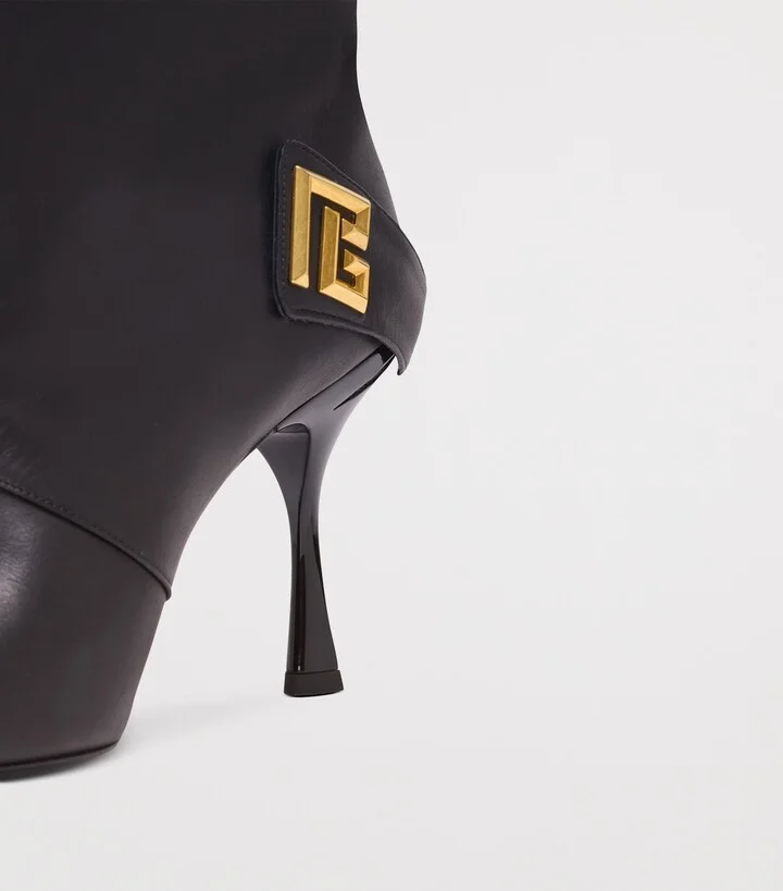 Balmain Leather Twist Heel Boots 95 - Image 4