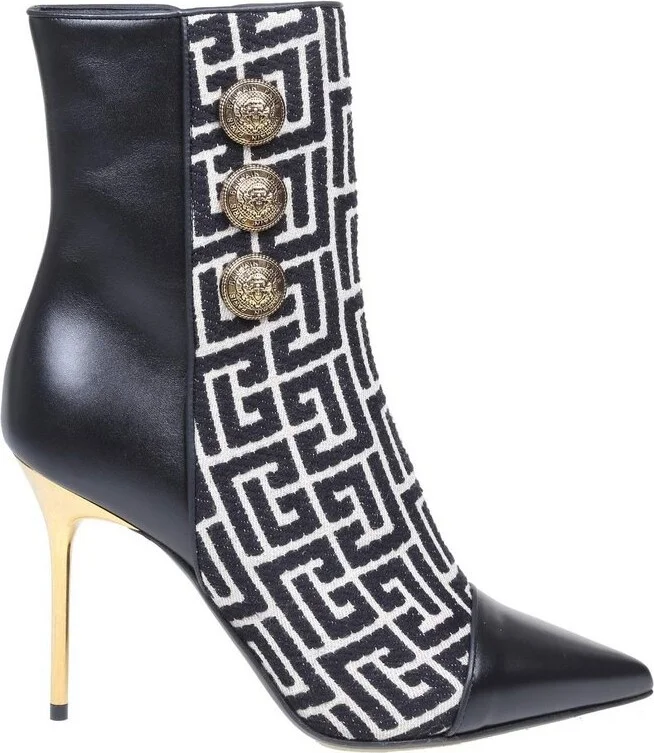 Balmain Logo Monogram Panelled Roni Ankle Boots