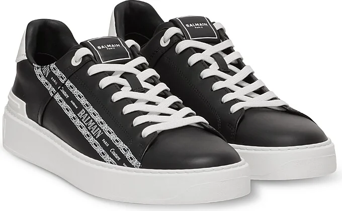 Balmain Men's B-Court Chain Logo Lace Up Sneakers