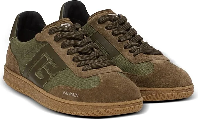 Balmain Men's Leather and Canvas Swan Trainers
