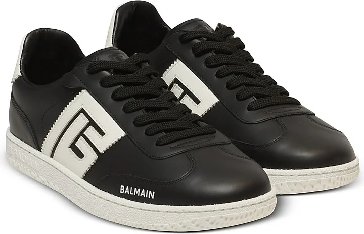 Balmain Men's Swan Low Top Calfskin Sneakers
