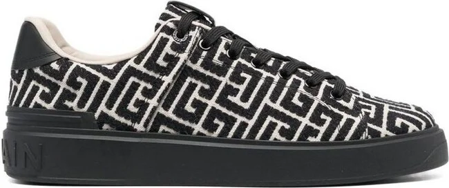 Balmain Monogrammed Lace-Up Sneakers