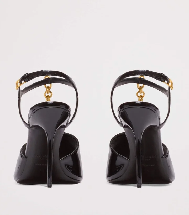 Balmain Patent Leather Sync Heeled Mules 95 - Image 3