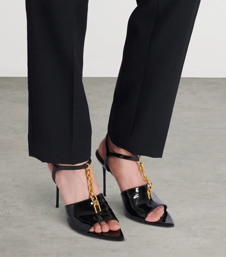Balmain Patent Leather Sync Heeled Mules 95 - Image 5