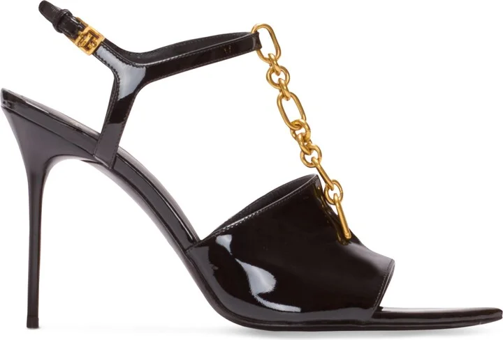 Balmain Patent Leather Sync Heeled Mules 95