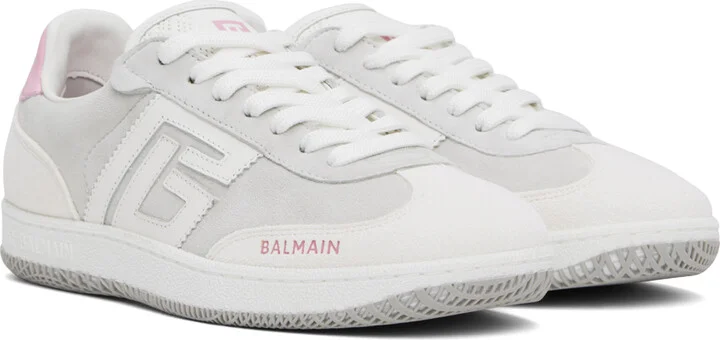 Balmain Pink & Off-White Swan Sneakers - Image 4