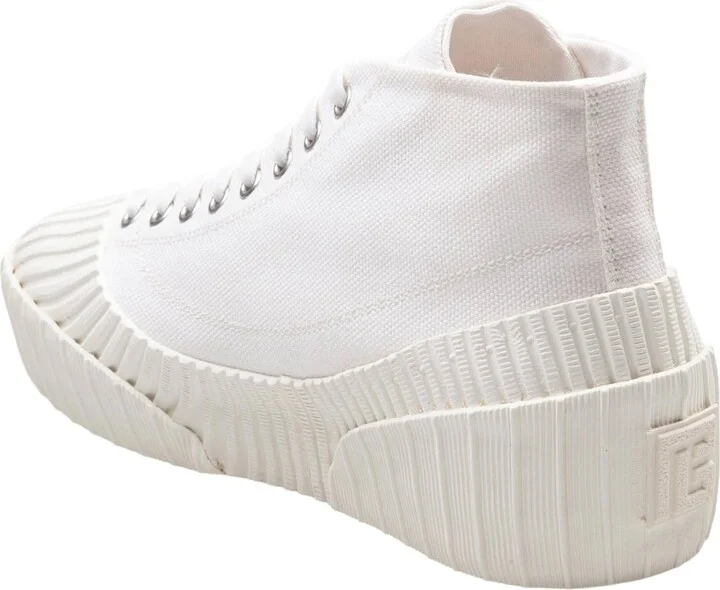 Balmain Riff Low Canvas Sneakers, White - Image 4