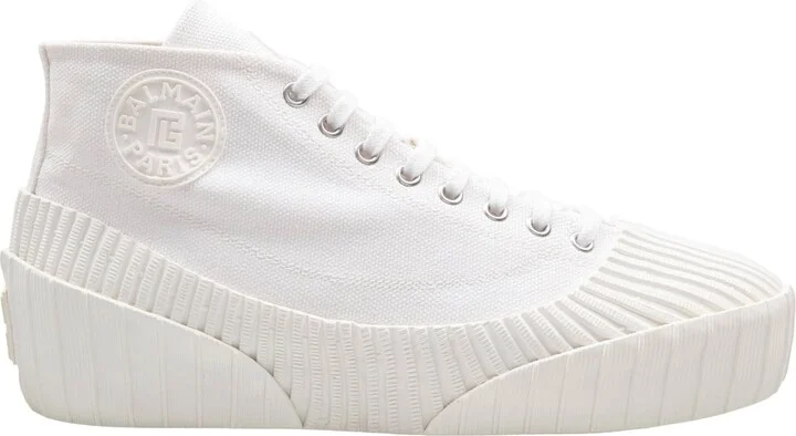 Balmain Riff Low Canvas Sneakers, White
