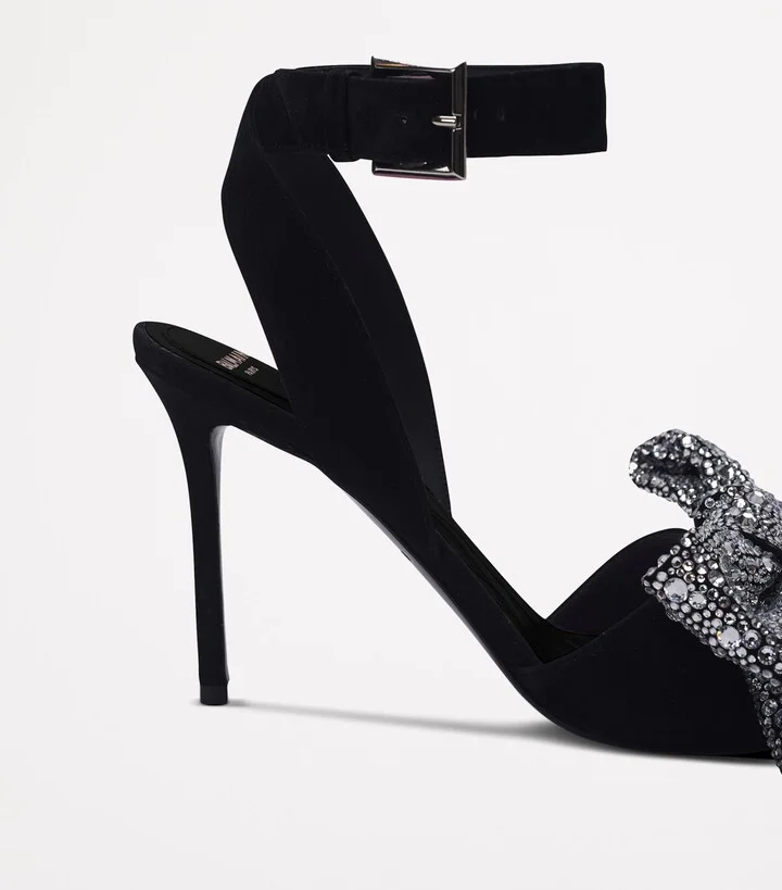 Balmain Suede Crystal Bow Sandals 95 - Image 5