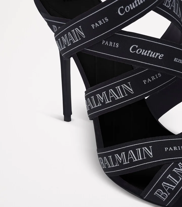 Balmain Suede Logo-Ribbon Pumps 95 - Image 5