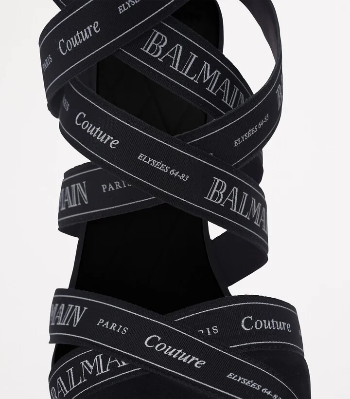Balmain Suede Logo-Ribbon Pumps 95 - Image 6