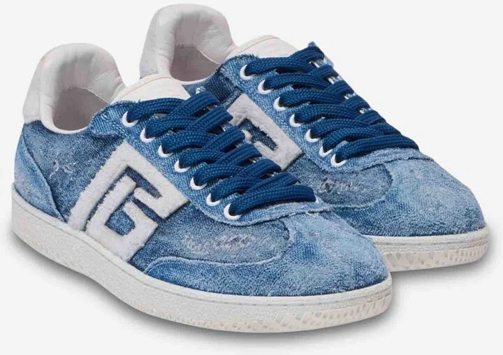 Balmain Swan Denim Sneakers - Image 5
