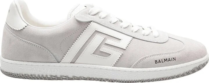 Balmain Swan Sneakers In White Suede