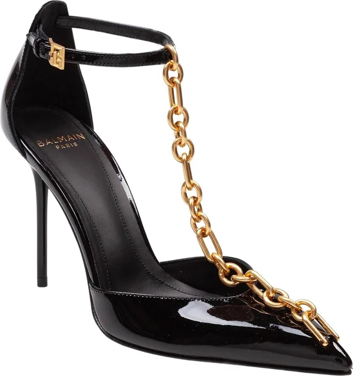 Balmain Sync Patent Leather Pumps, Black - Image 2