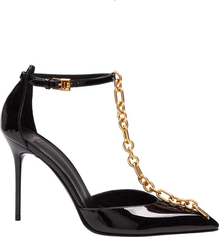 Balmain Sync Patent Leather Pumps, Black