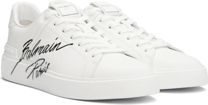 Balmain White B-Court Sneakers - Image 4