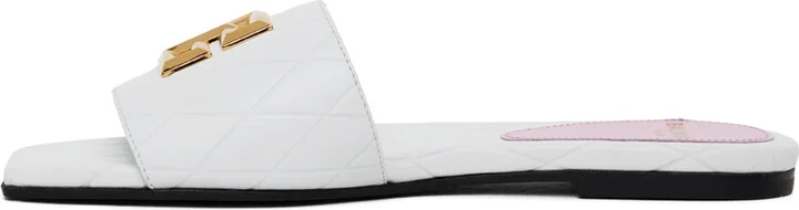 Balmain White Dafne Calfskin Sandals - Image 3