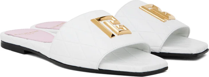 Balmain White Dafne Calfskin Sandals - Image 4