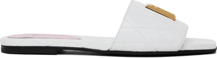 Balmain White Dafne Calfskin Sandals