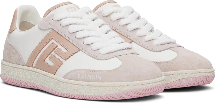 Balmain White & Pink Swan Sneakers - Image 4