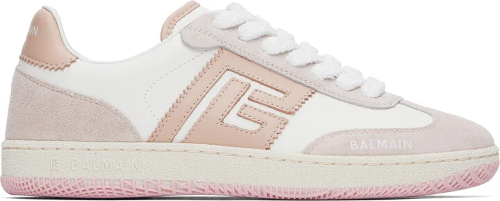 Balmain White & Pink Swan Sneakers