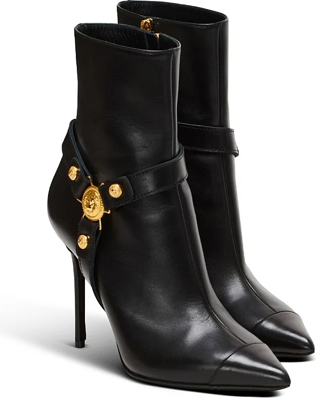 Balmain Women's Heeled Calfskin Eva Ankle Boots