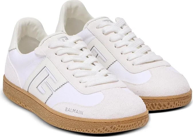 Balmain Women's Leather and Canvas Swan Trainers