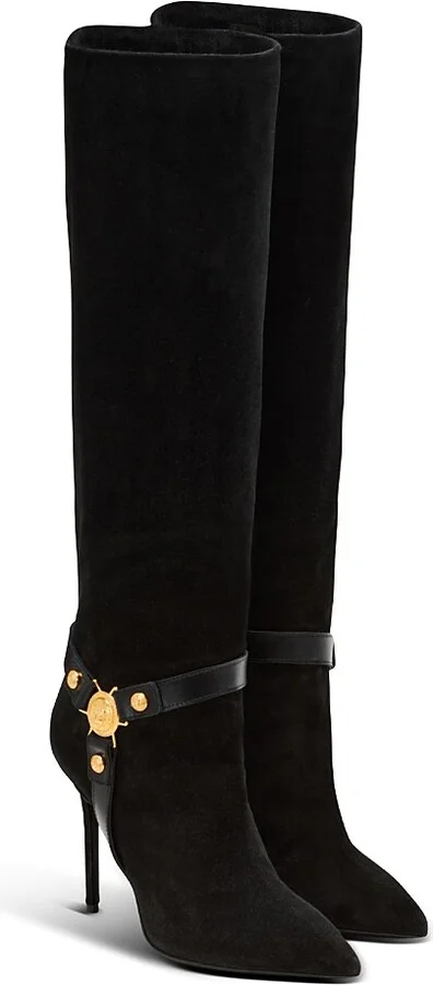 Balmain Women's Slouchy Suede Heeled Eva Boots