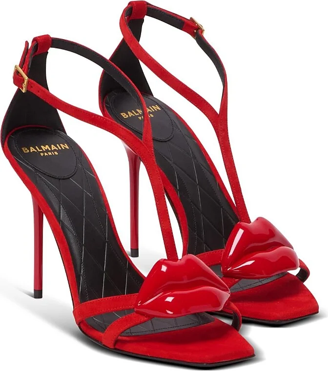 Balmain Women's Suede Lips Sandals