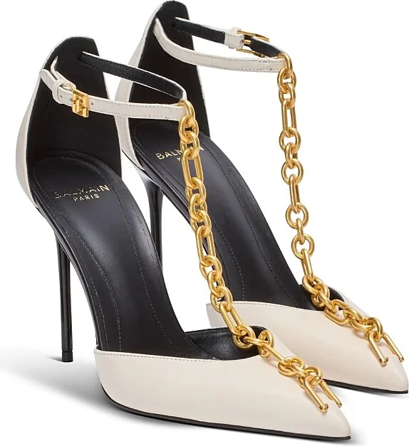 Balmain Women's Sync Leather Stilettos with Pointed Toe Pumps