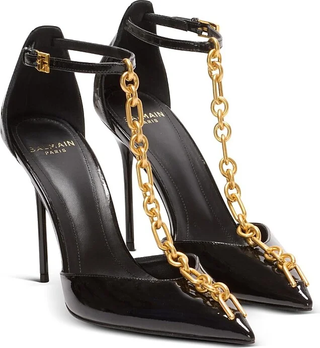Balmain Women's Sync Patent Leather Stilettos with Pointed Toe Pumps