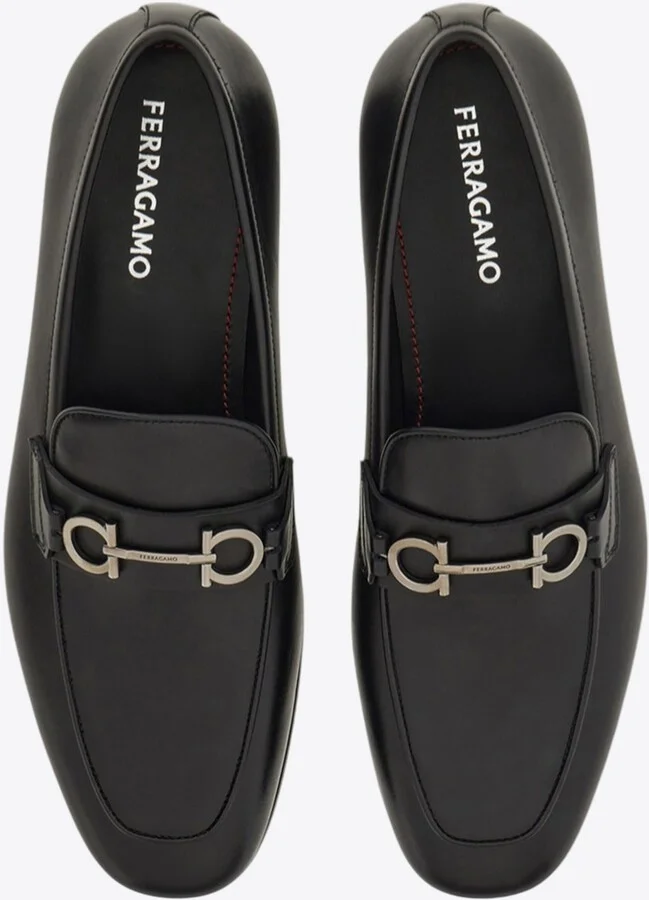 Balty Gancini Plaque Leather Loafers - Image 2