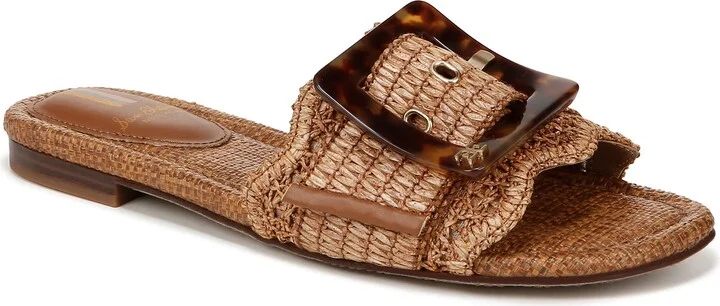 Bambi Raffia Buckle Slide Sandal